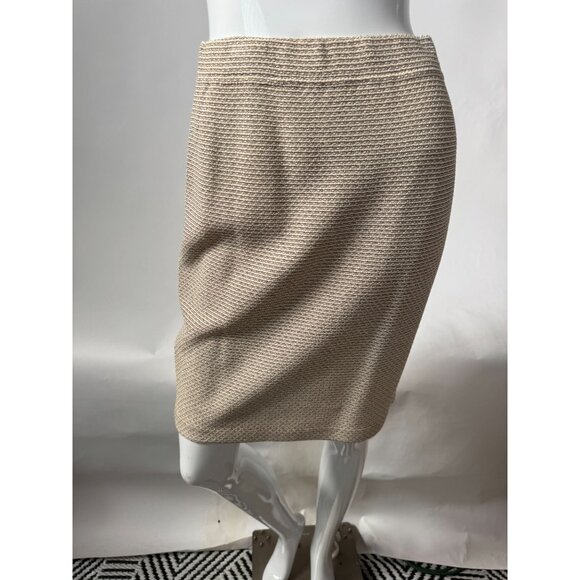St. John Collection By Marie Gold Beige Textured Knit Skirt Suit Set Size 4 With - Picture 11 of 16